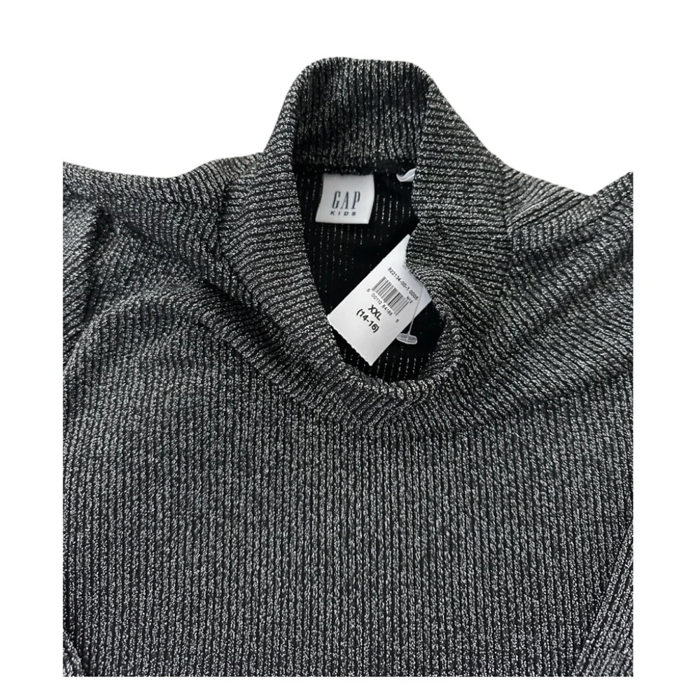 GAP Kids | Girls Ribbed Mockneck Black Metallic Top | Size XXL 14-16 | NWT *NEW*
